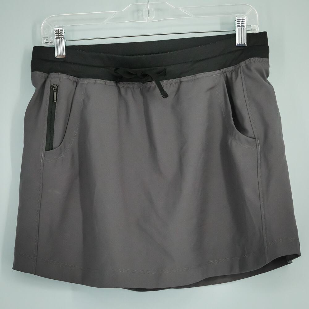 The North Face Size Medium M Gray Black Drawstring Zip Pocket Athletic Skort - Picture 2 of 9
